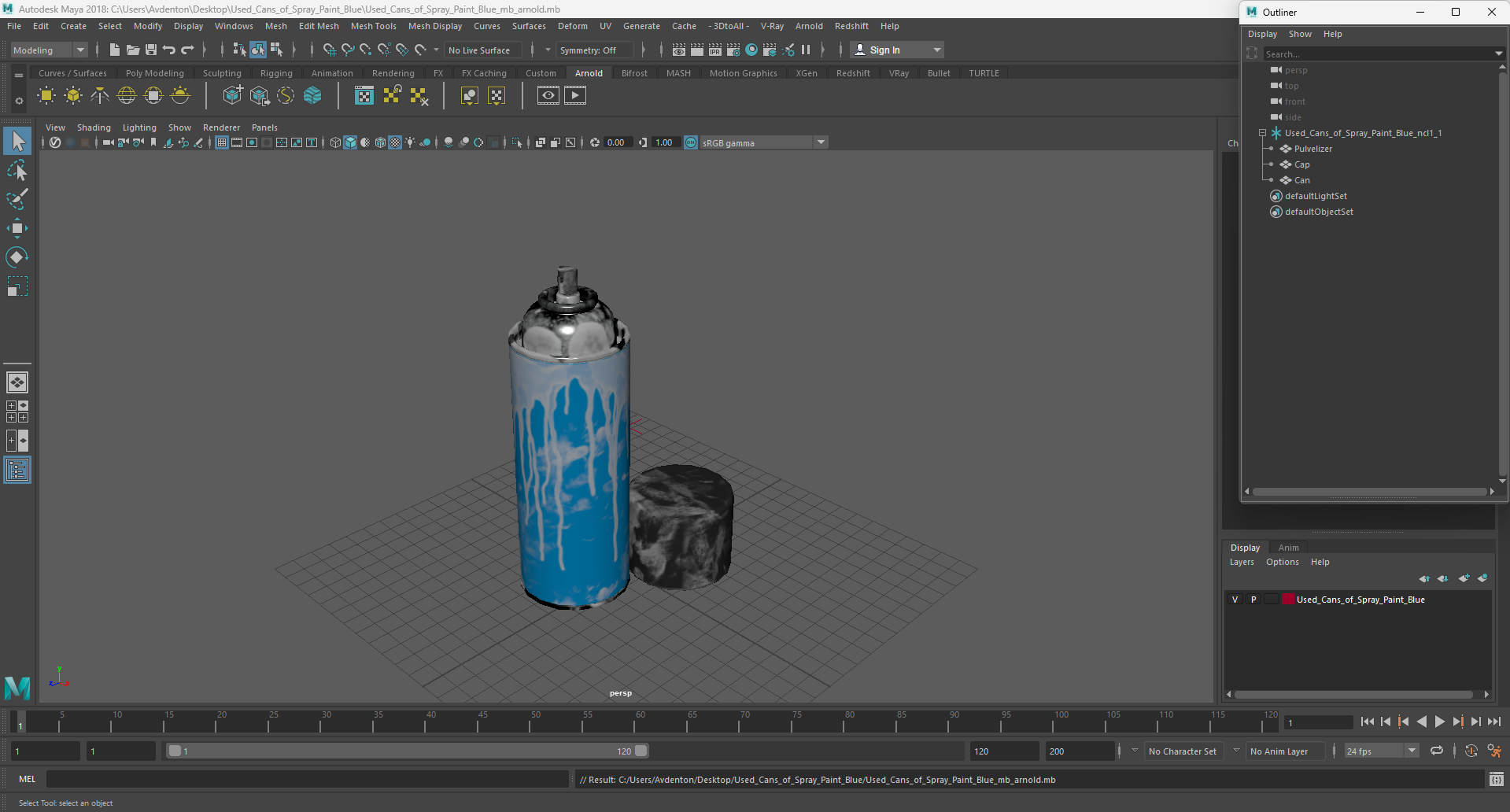 Used Cans of Spray Paint Blue 3D model