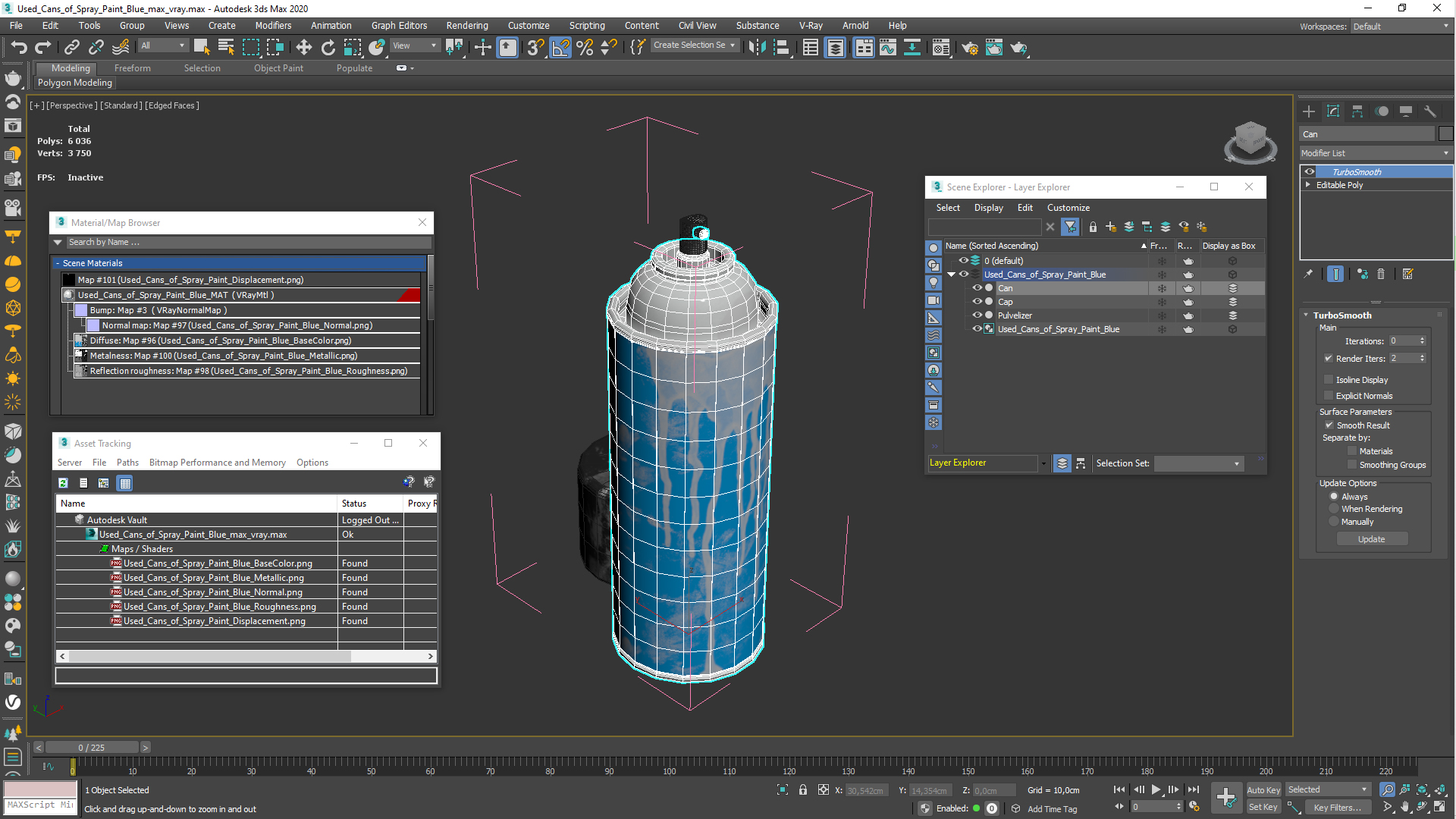 Used Cans of Spray Paint Blue 3D model