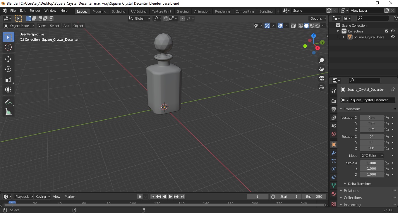 3D Square Crystal Decanter model