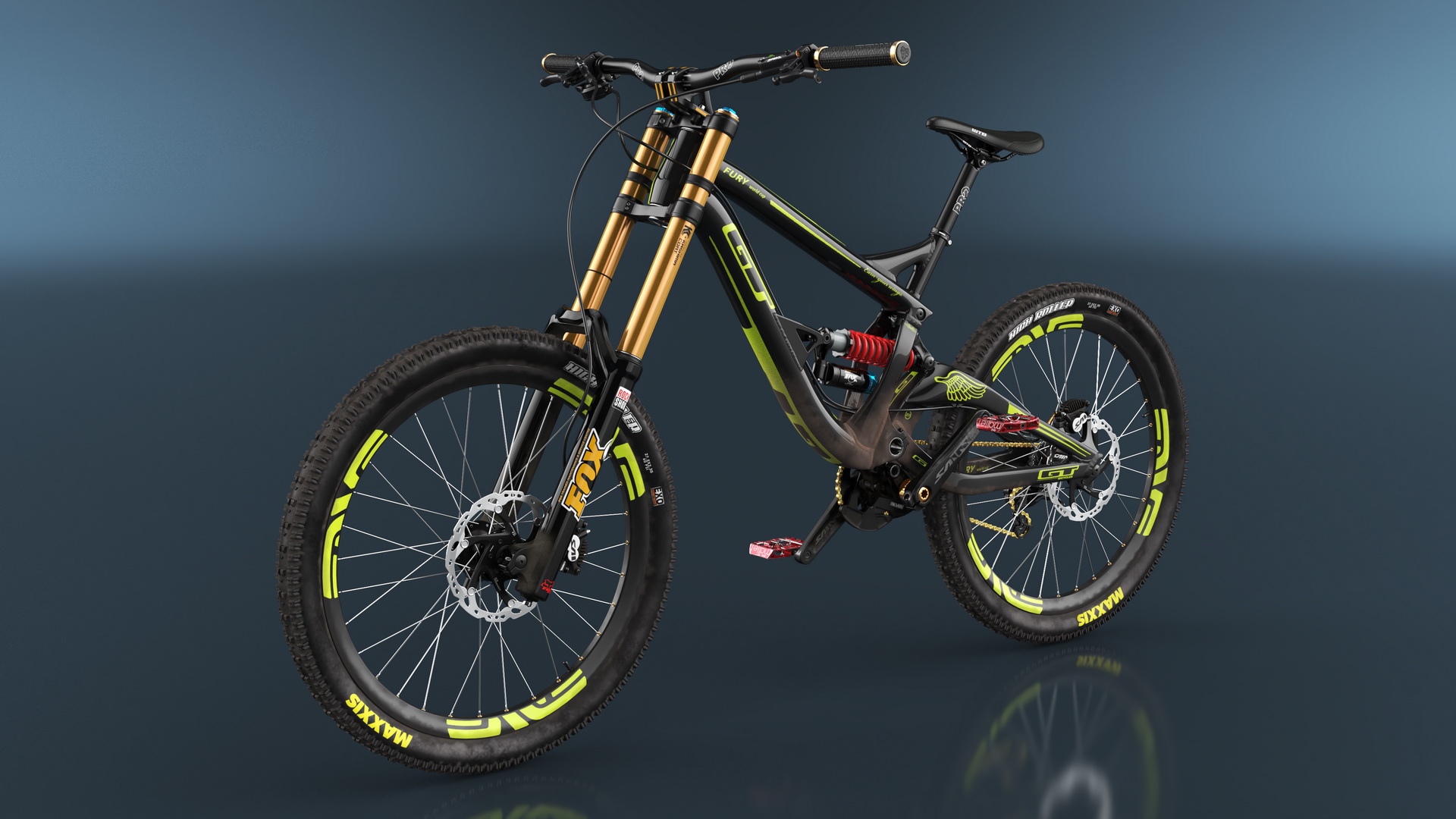 GT Fury Downhill Mountain Bike Rigged 3D