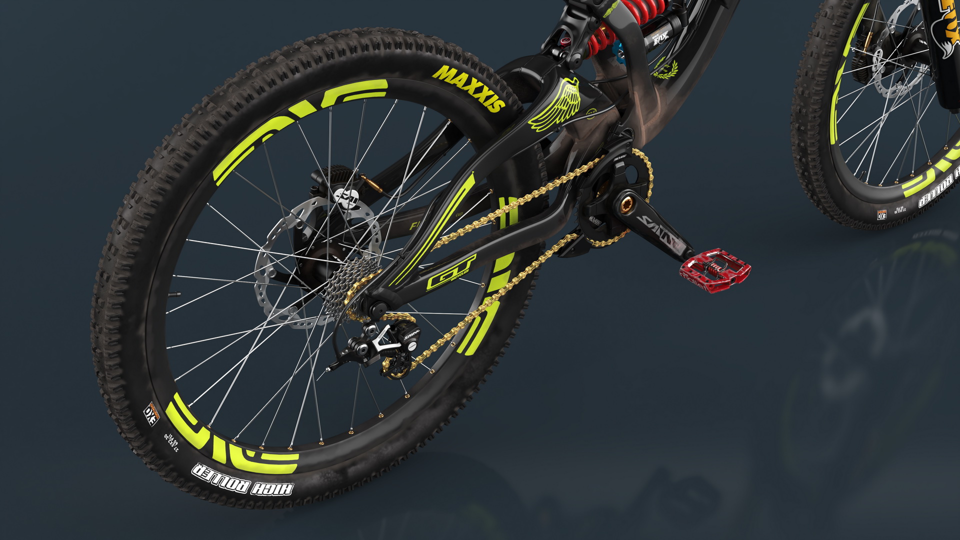 GT Fury Downhill Mountain Bike Rigged 3D