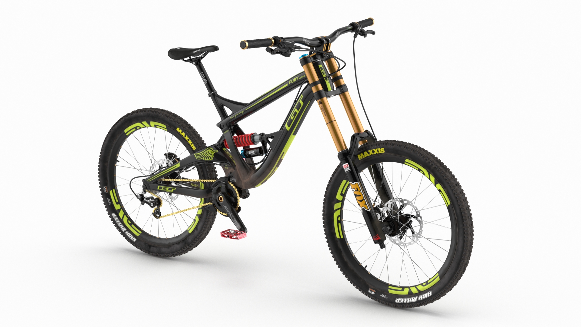 GT Fury Downhill Mountain Bike Rigged 3D