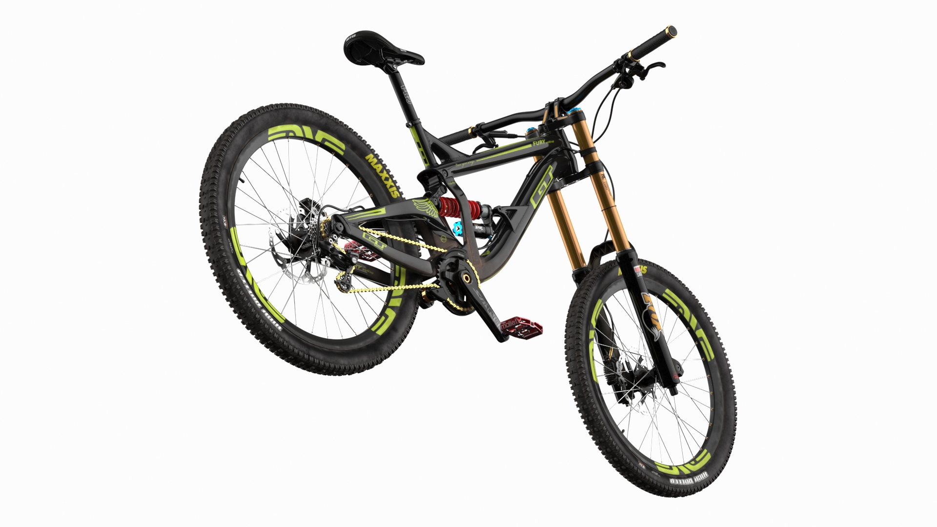 GT Fury Downhill Mountain Bike Rigged 3D