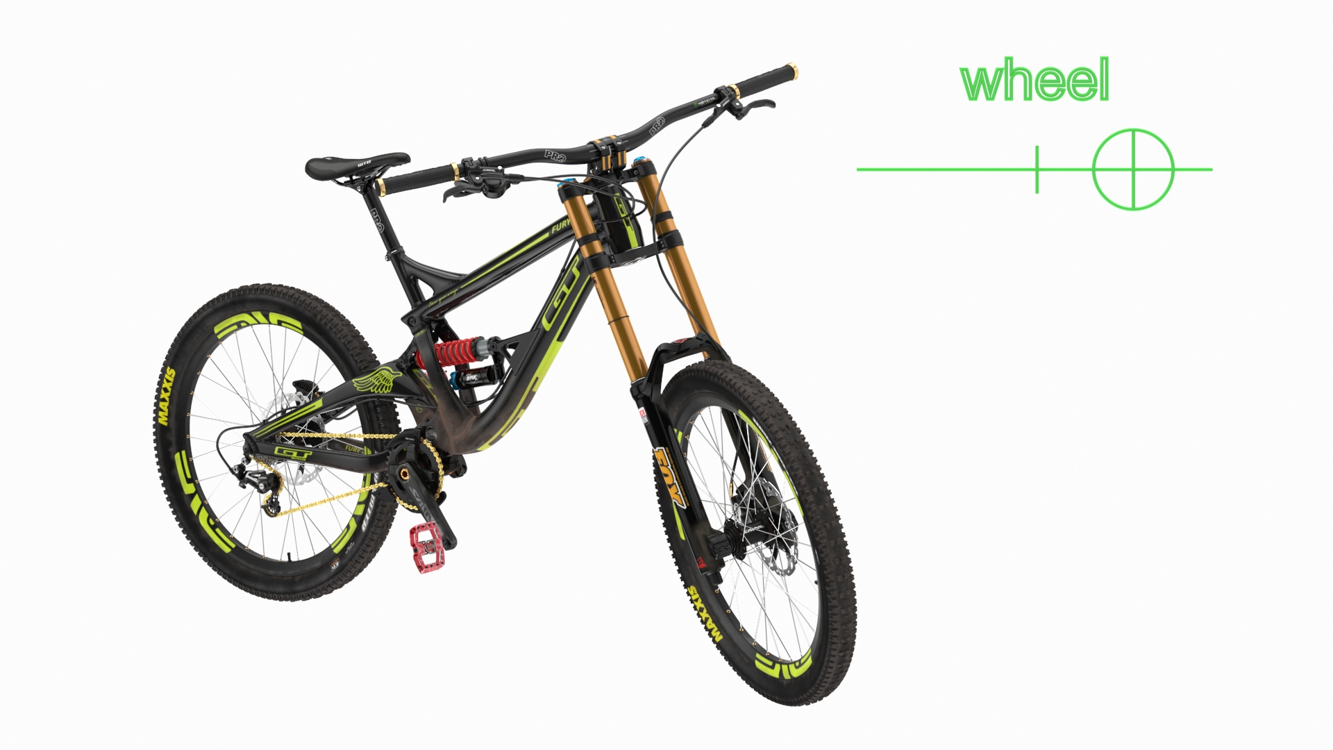GT Fury Downhill Mountain Bike Rigged 3D