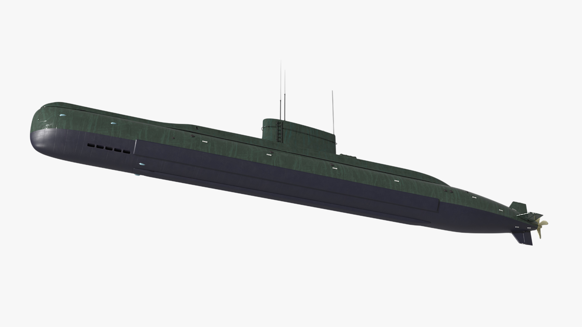 3D Military Semi Heavy Submarine Rigged