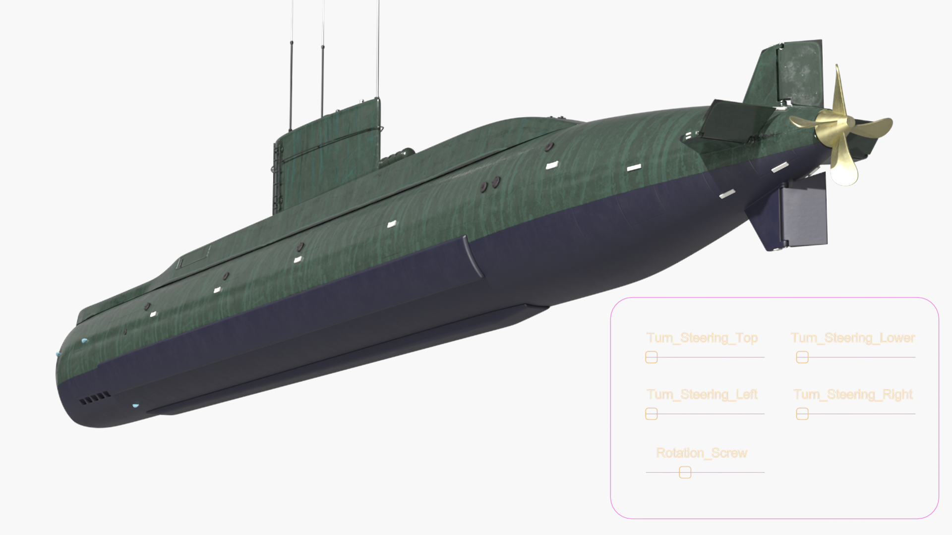 3D Military Semi Heavy Submarine Rigged