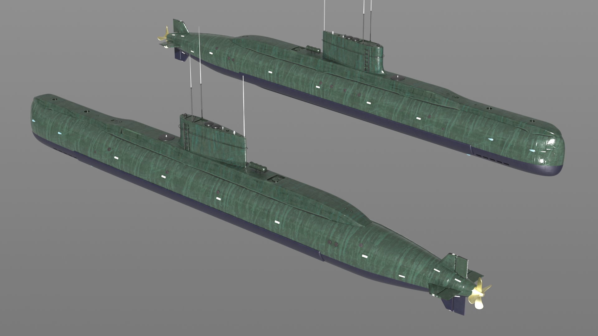 3D Military Semi Heavy Submarine Rigged
