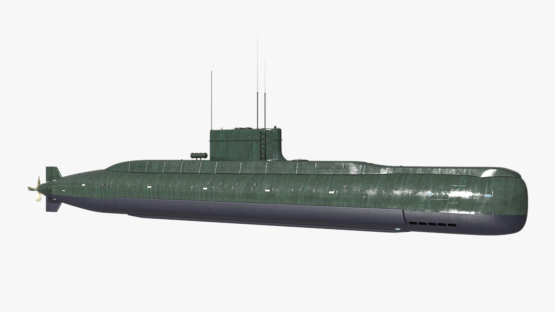 3D Military Semi Heavy Submarine Rigged