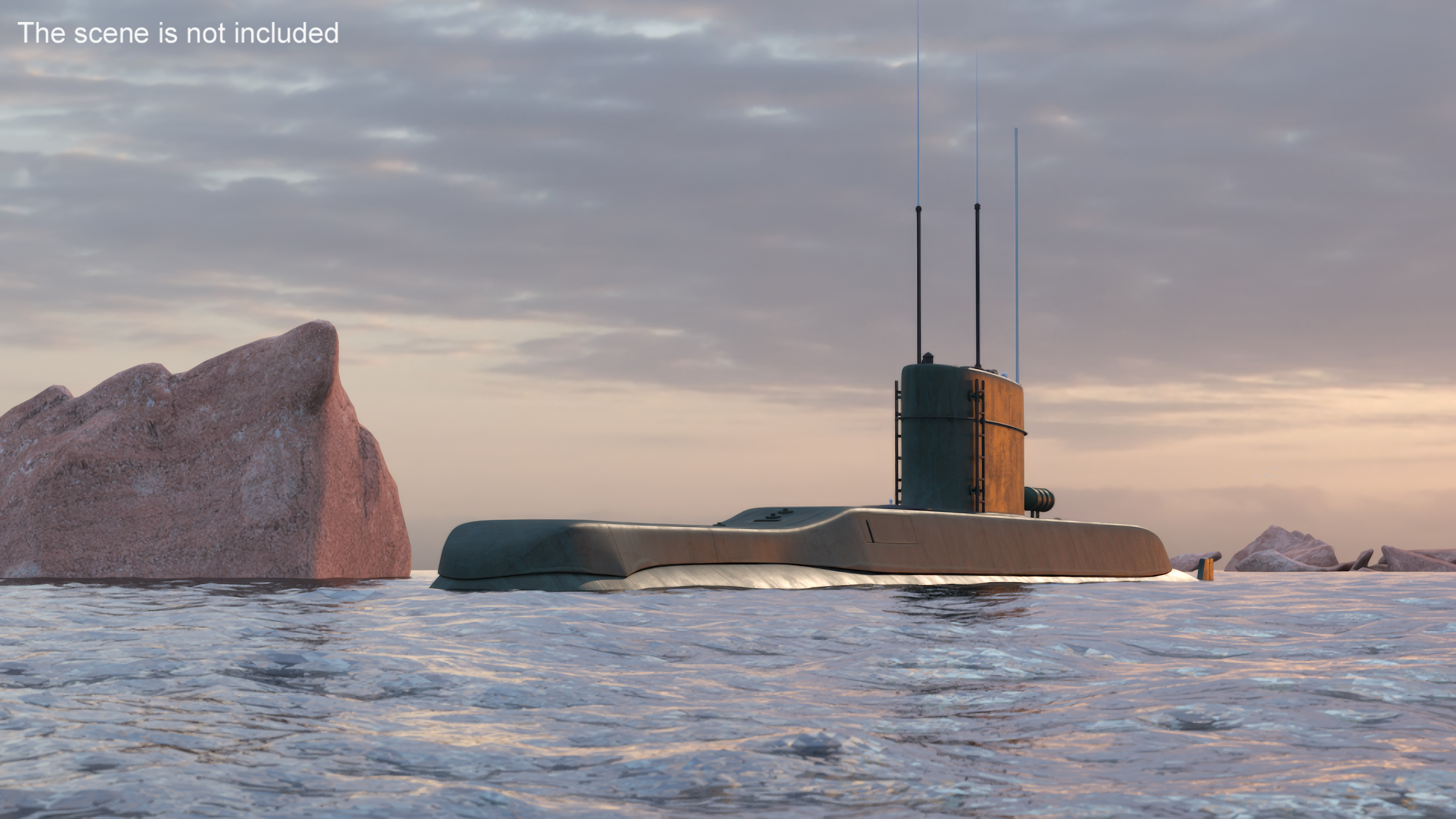 3D Military Semi Heavy Submarine Rigged
