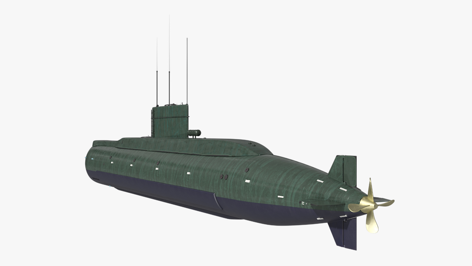 3D Military Semi Heavy Submarine Rigged