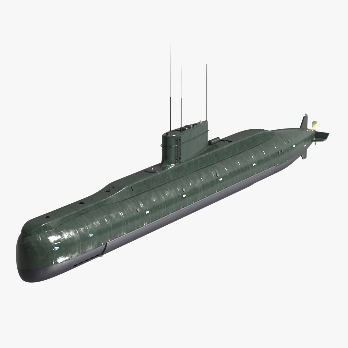 3D Military Semi Heavy Submarine Rigged