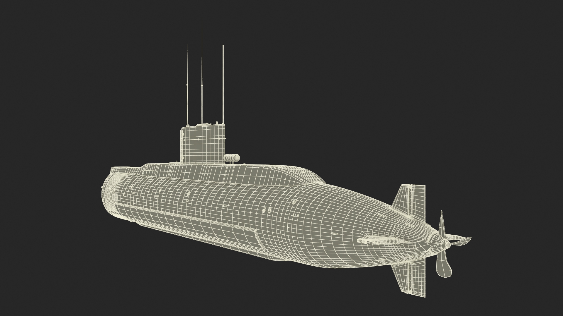3D Military Semi Heavy Submarine Rigged