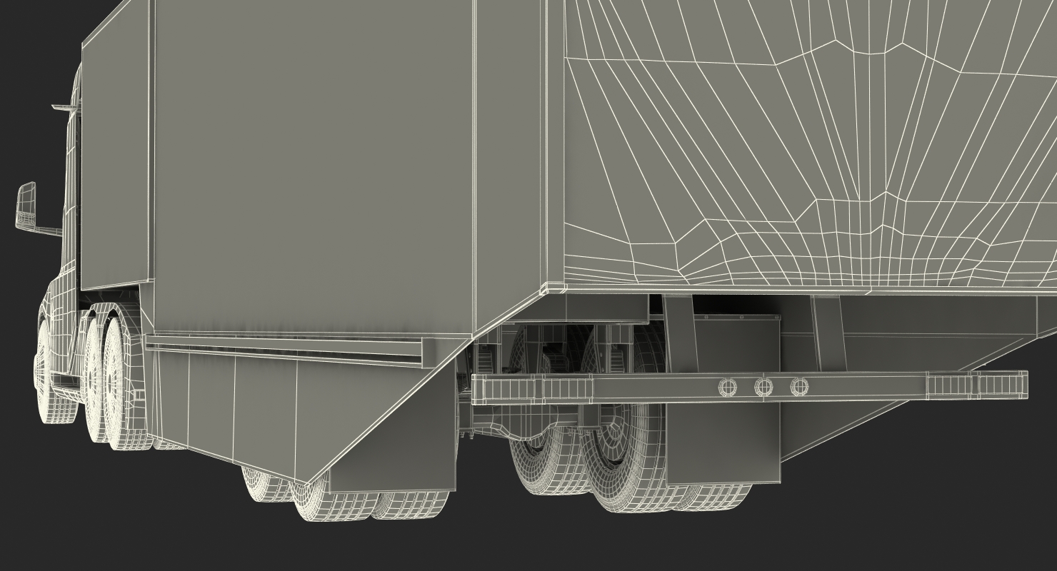 Electric Semi Truck Tesla with Trailer Simple Interior 3D model