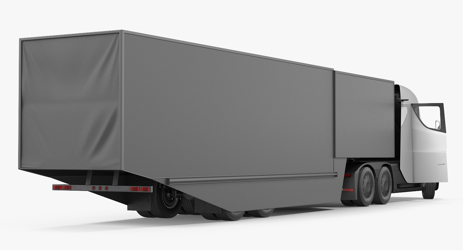 Electric Semi Truck Tesla with Trailer Simple Interior 3D model