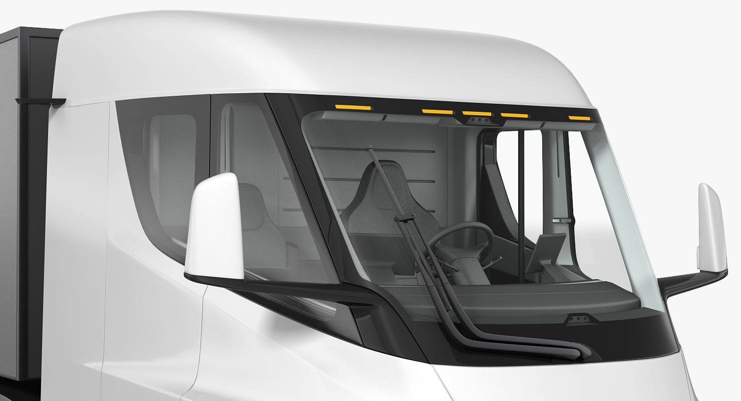 Electric Semi Truck Tesla with Trailer Simple Interior 3D model