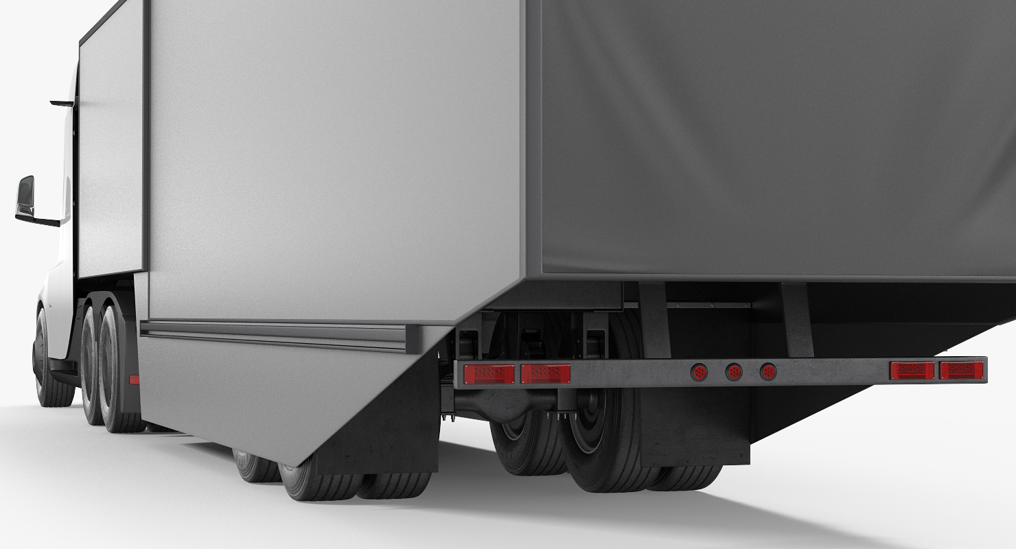 Electric Semi Truck Tesla with Trailer Simple Interior 3D model