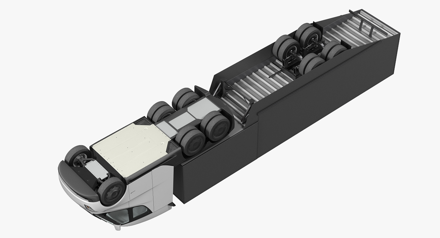 Electric Semi Truck Tesla with Trailer Simple Interior 3D model