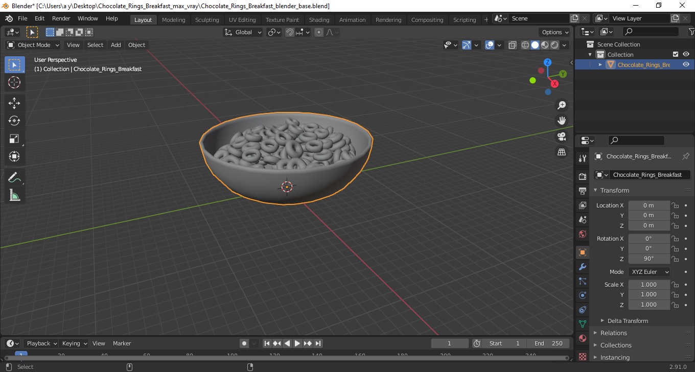 3D model Chocolate Rings Breakfast
