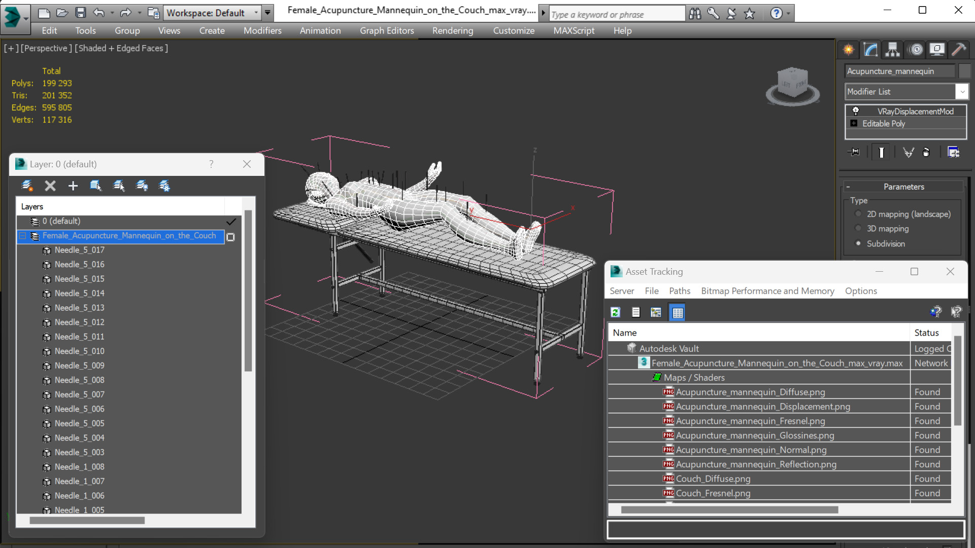 3D Female Acupuncture Mannequin on the Couch
