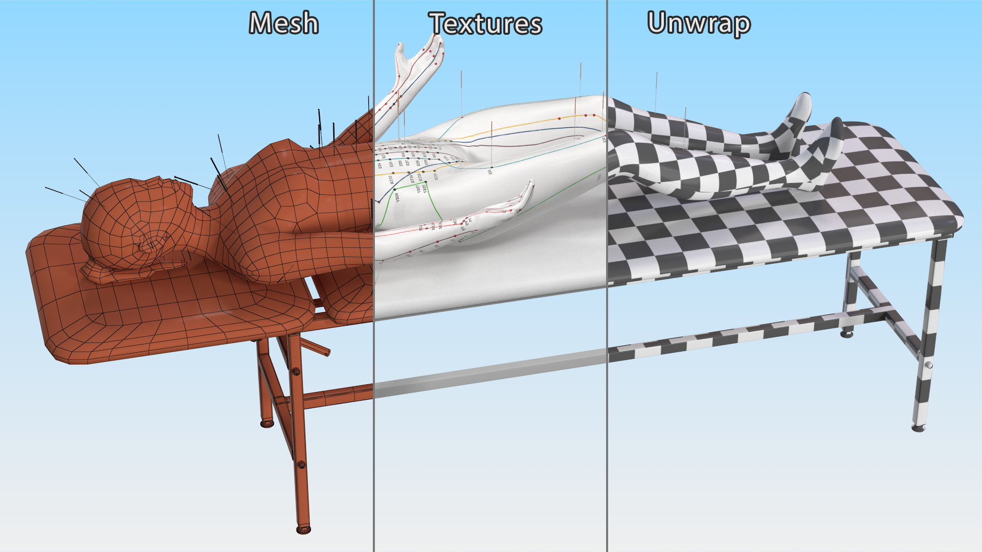 3D Female Acupuncture Mannequin on the Couch