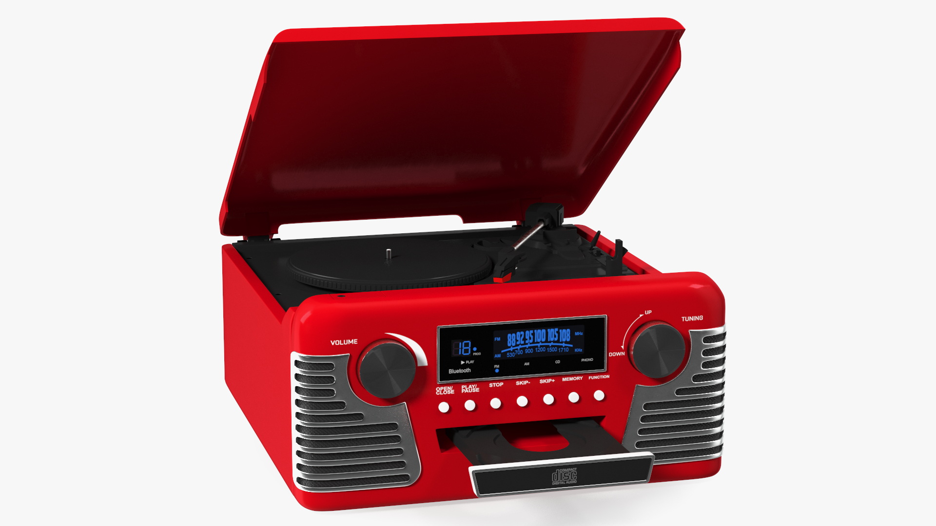 3D Victrola Red Retro Turntable model