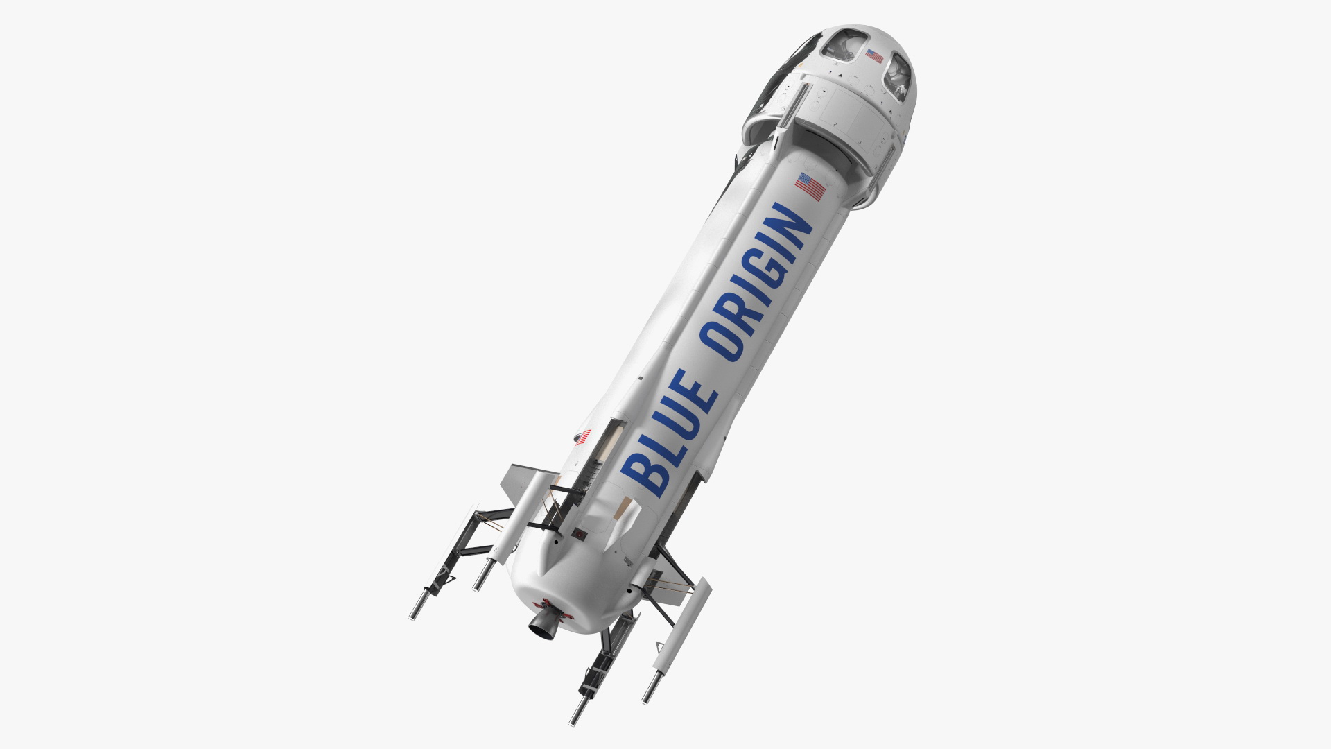 3D Blue Origin New Shepard Rocket Booster with Crew Capsule Rigged model