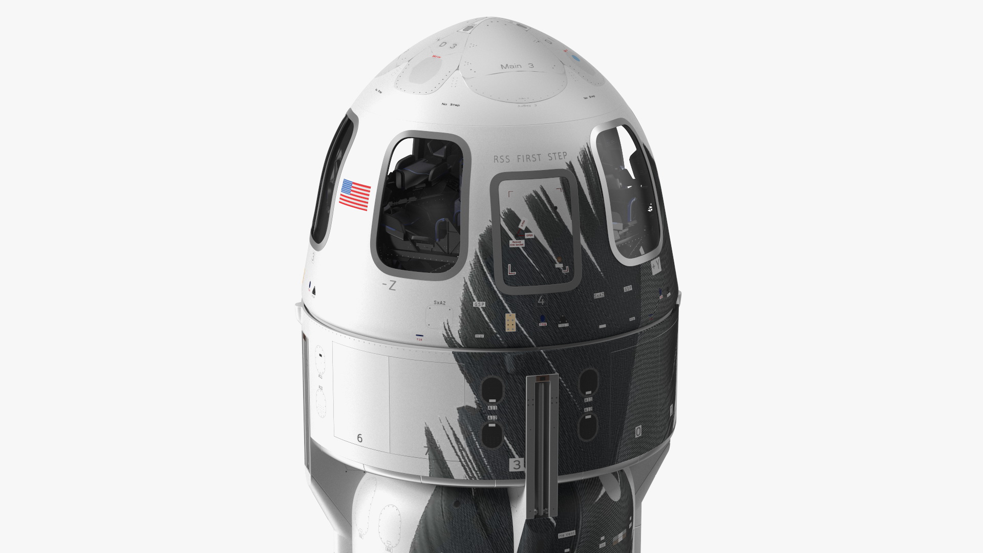 3D Blue Origin New Shepard Rocket Booster with Crew Capsule Rigged model
