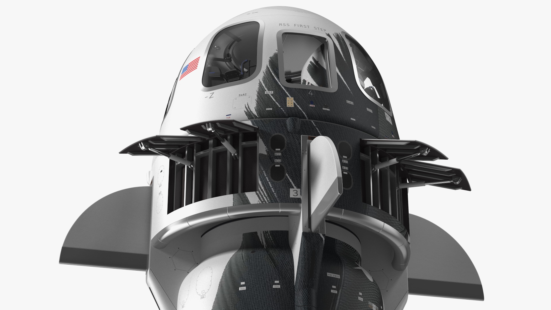 3D Blue Origin New Shepard Rocket Booster with Crew Capsule Rigged model