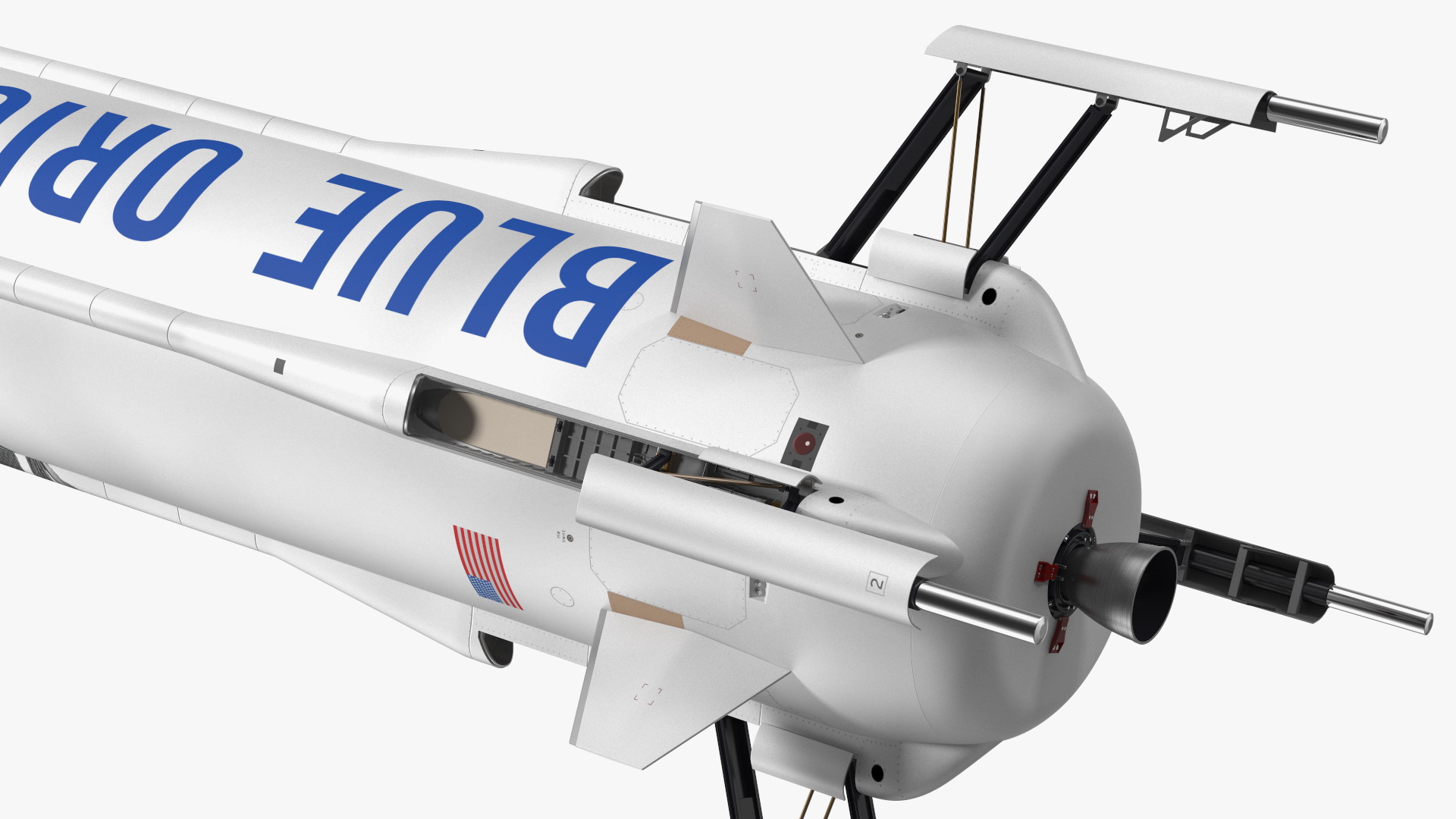 3D Blue Origin New Shepard Rocket Booster with Crew Capsule Rigged model