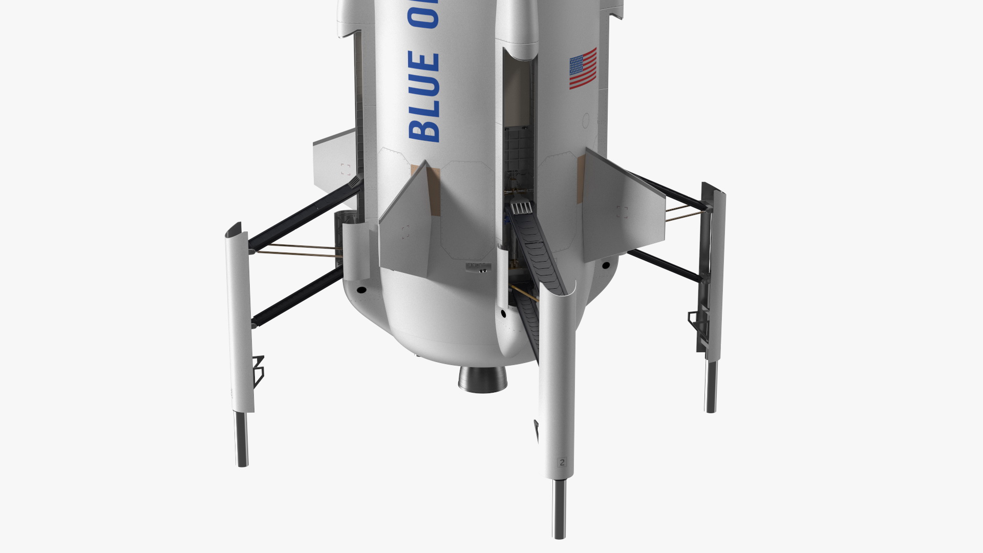 3D Blue Origin New Shepard Rocket Booster with Crew Capsule Rigged model
