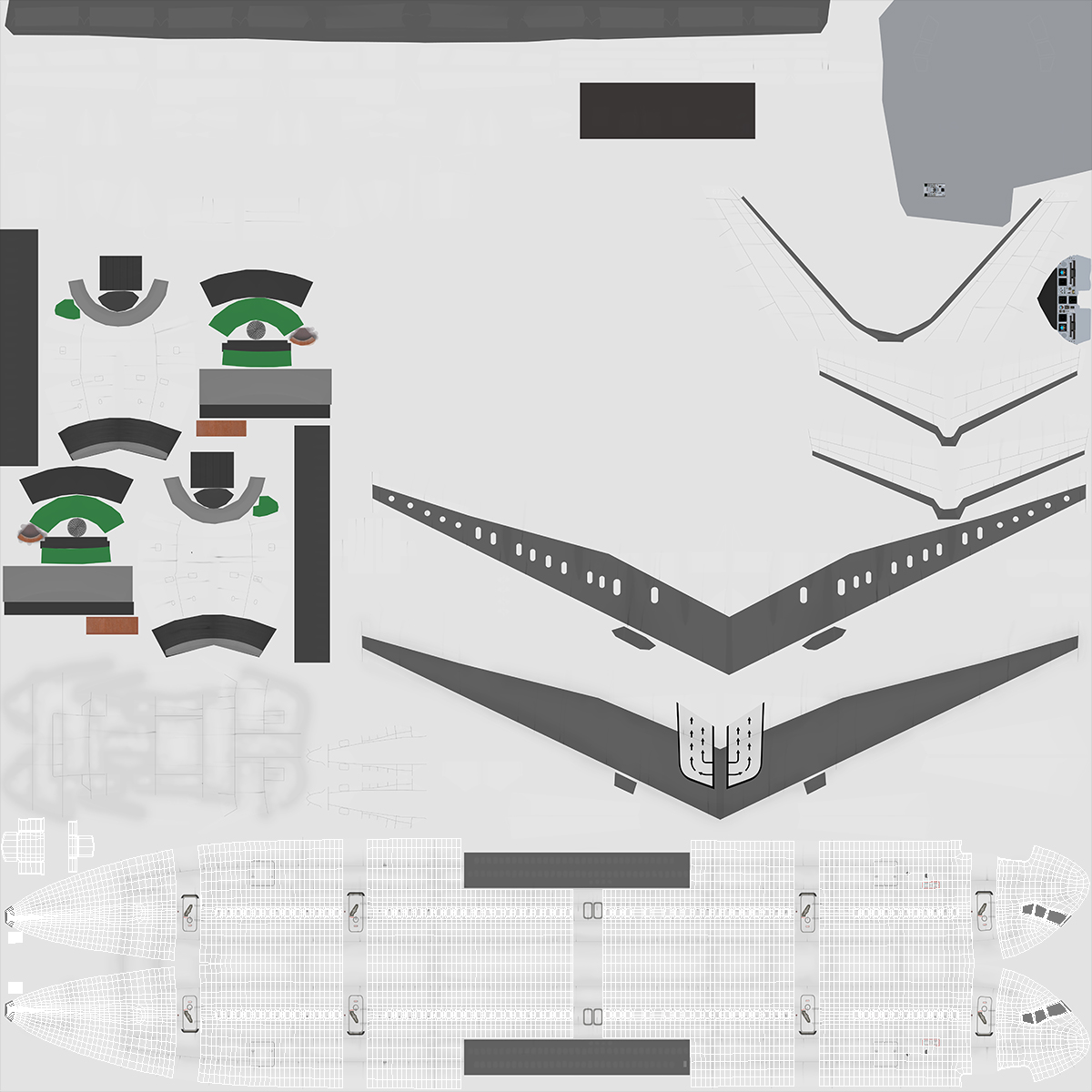 3D model Boeing 757 300 with Interior and Cockpit Generic Rigged