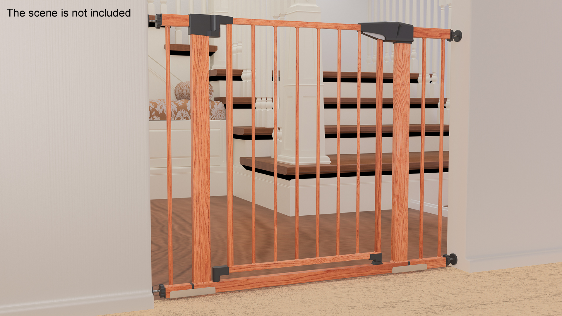 Pressure Mounted Baby and Pet Gate Wood Pattern 3D