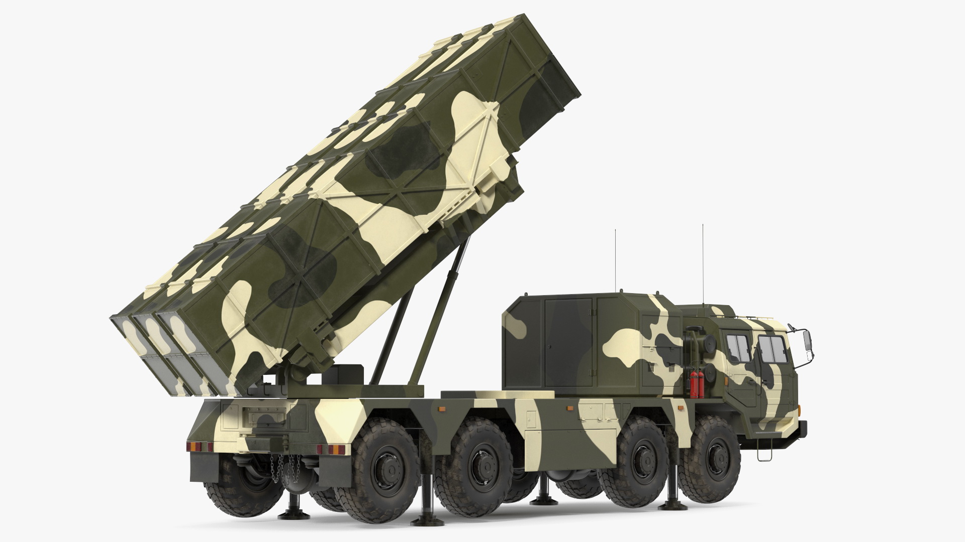 3D Chinese MLRS WS-2D Green Camouflage Rigged for Maya