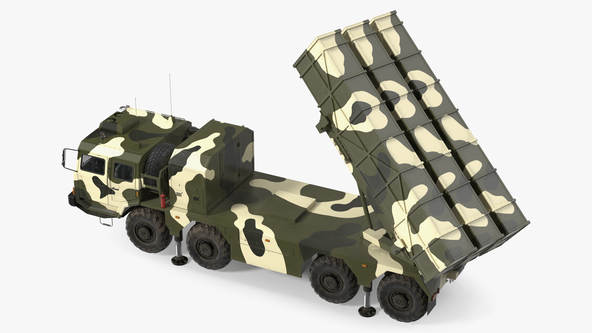 3D Chinese MLRS WS-2D Green Camouflage Rigged for Maya