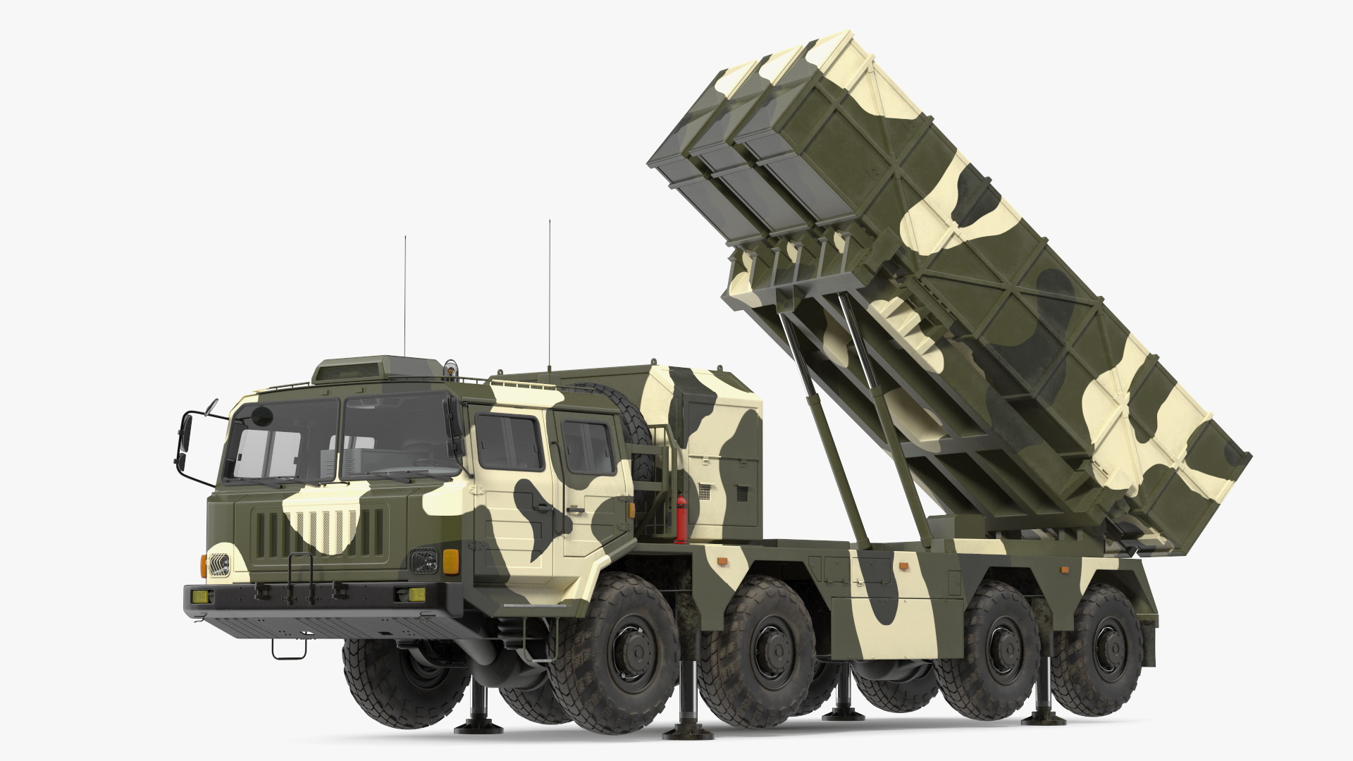 3D Chinese MLRS WS-2D Green Camouflage Rigged for Maya