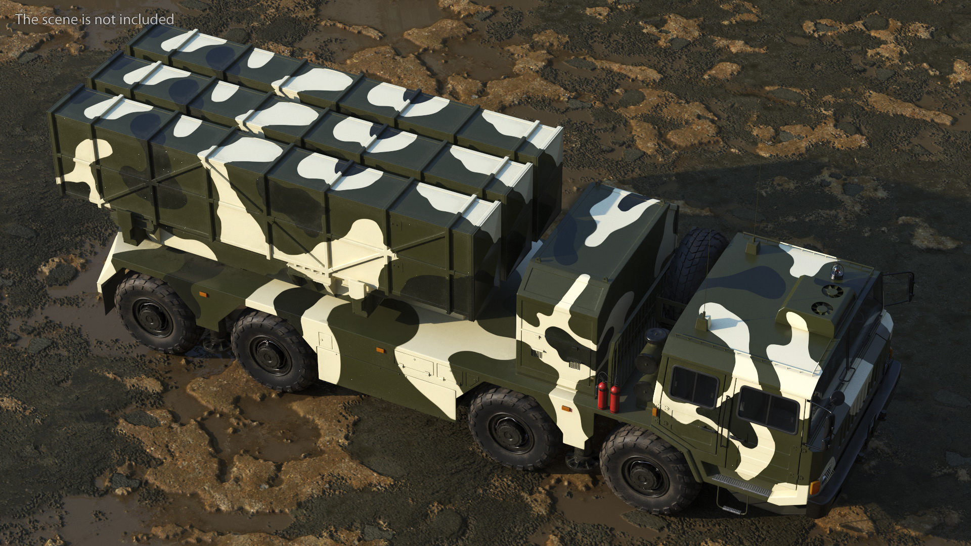 3D Chinese MLRS WS-2D Green Camouflage Rigged for Maya