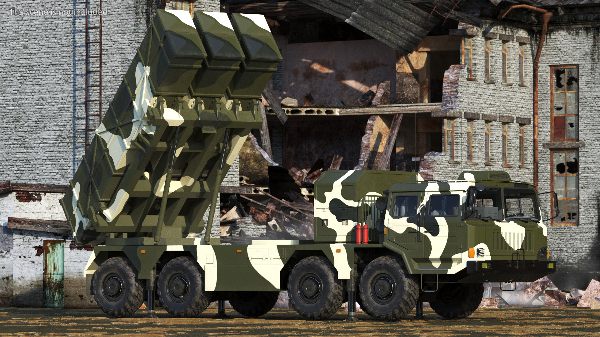 3D Chinese MLRS WS-2D Green Camouflage Rigged for Maya
