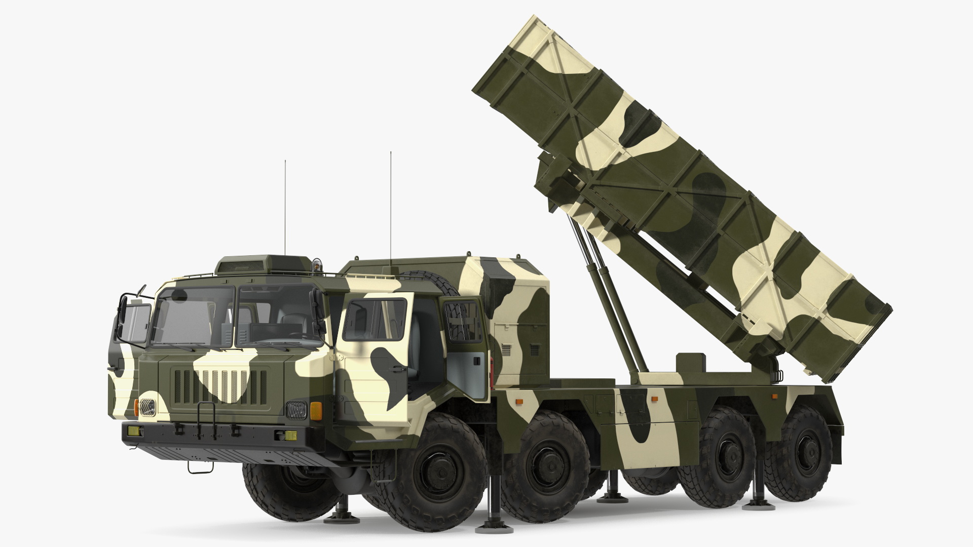 3D Chinese MLRS WS-2D Green Camouflage Rigged for Maya