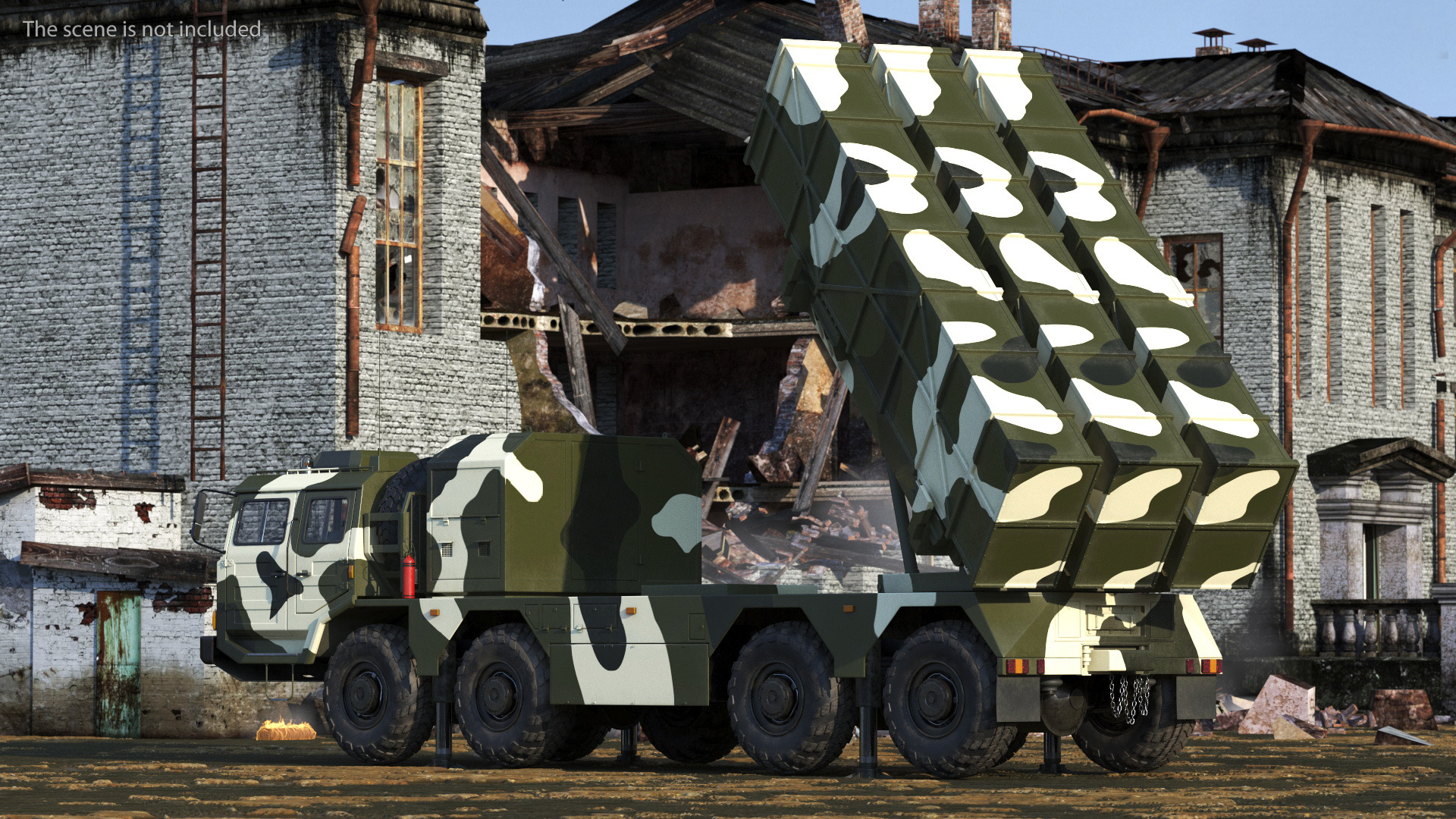 3D Chinese MLRS WS-2D Green Camouflage Rigged for Maya