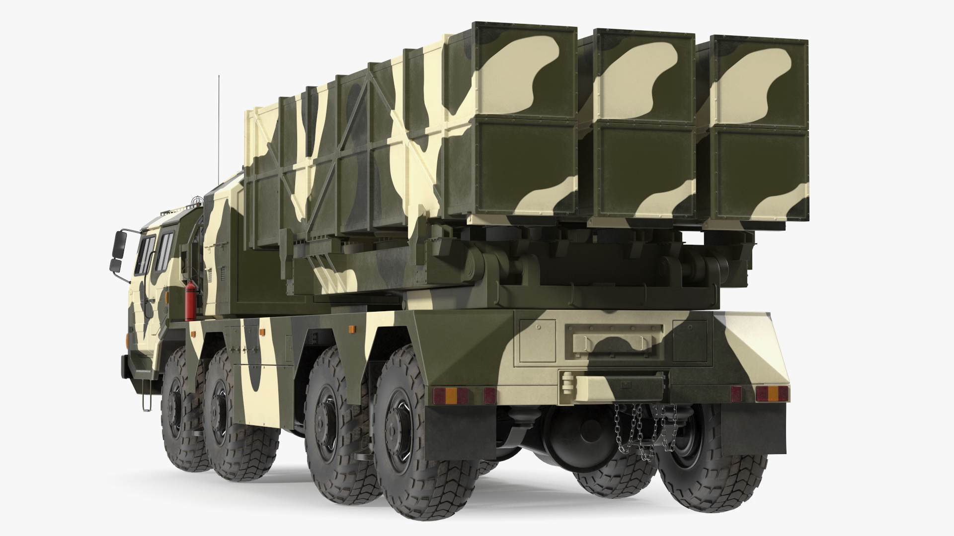 3D Chinese MLRS WS-2D Green Camouflage Rigged for Maya