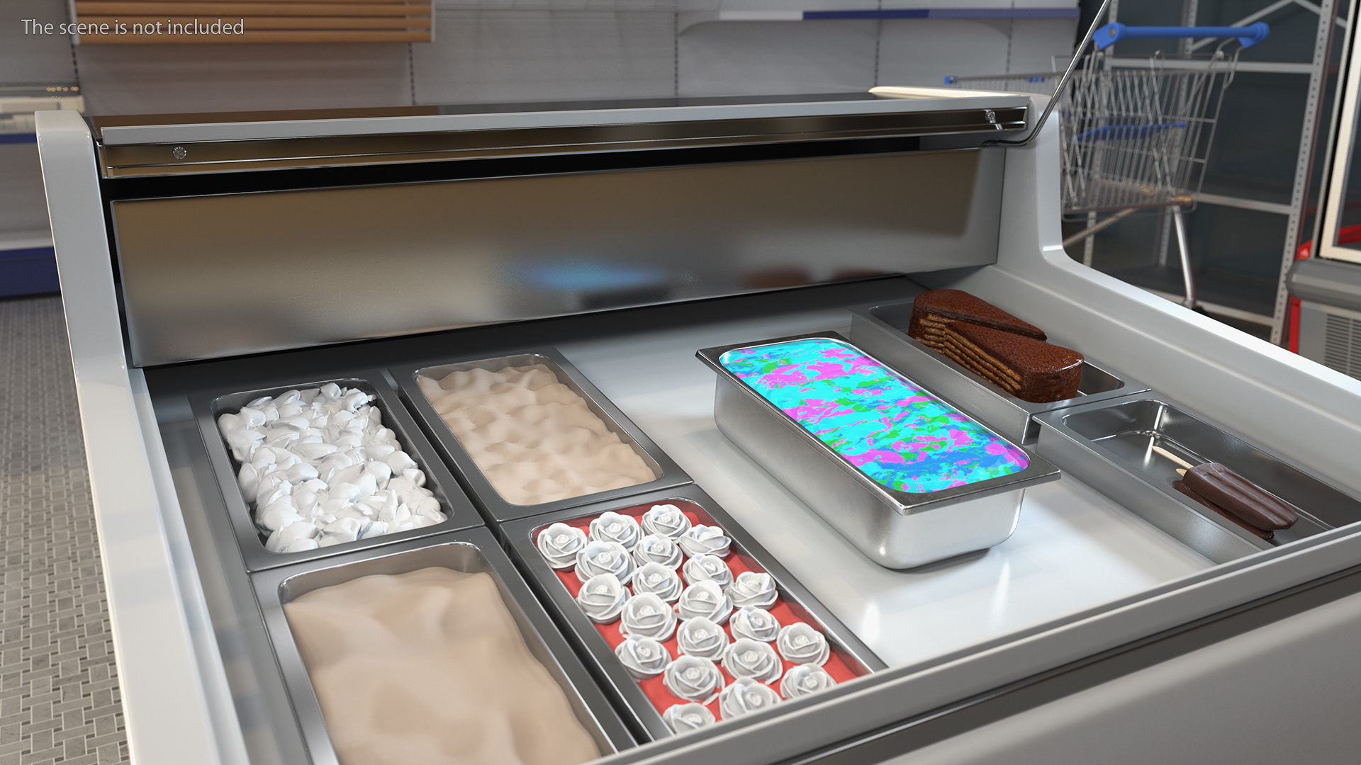 3D Colorful Ice Cream Tray Untouched Surface