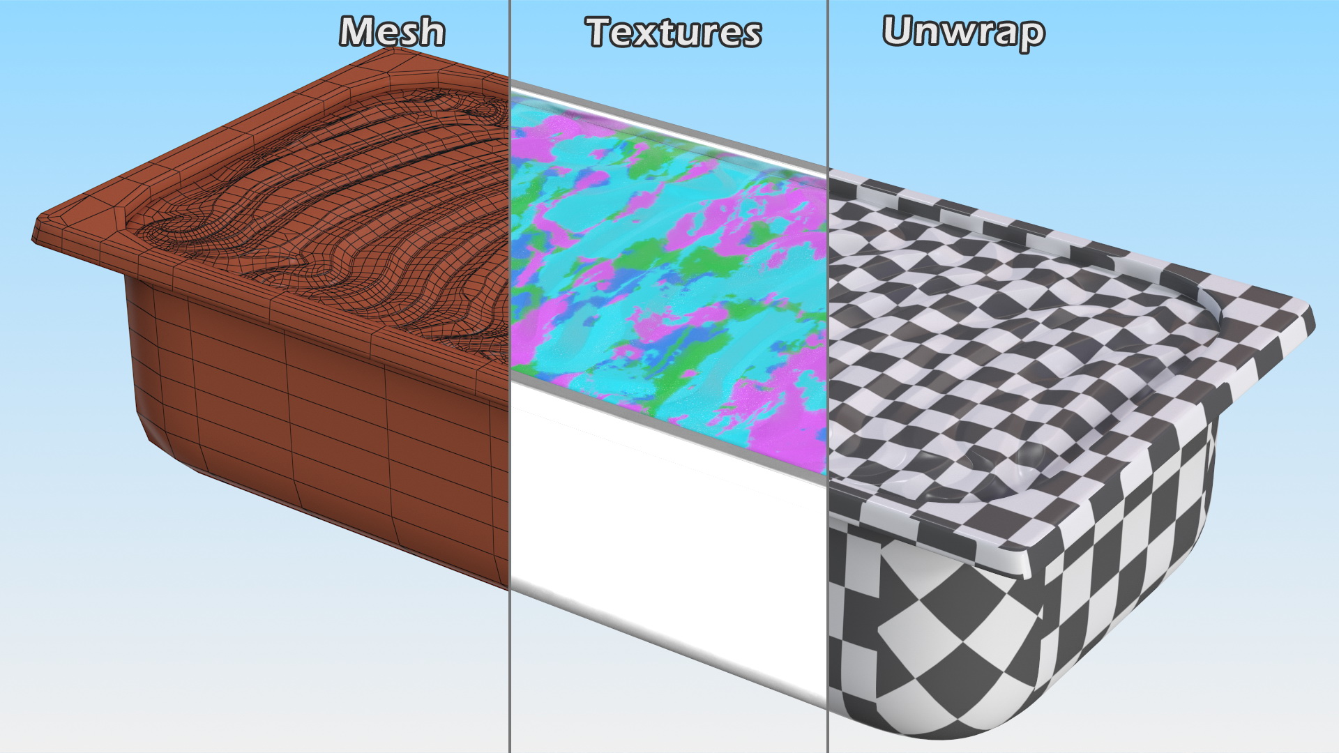 3D Colorful Ice Cream Tray Untouched Surface