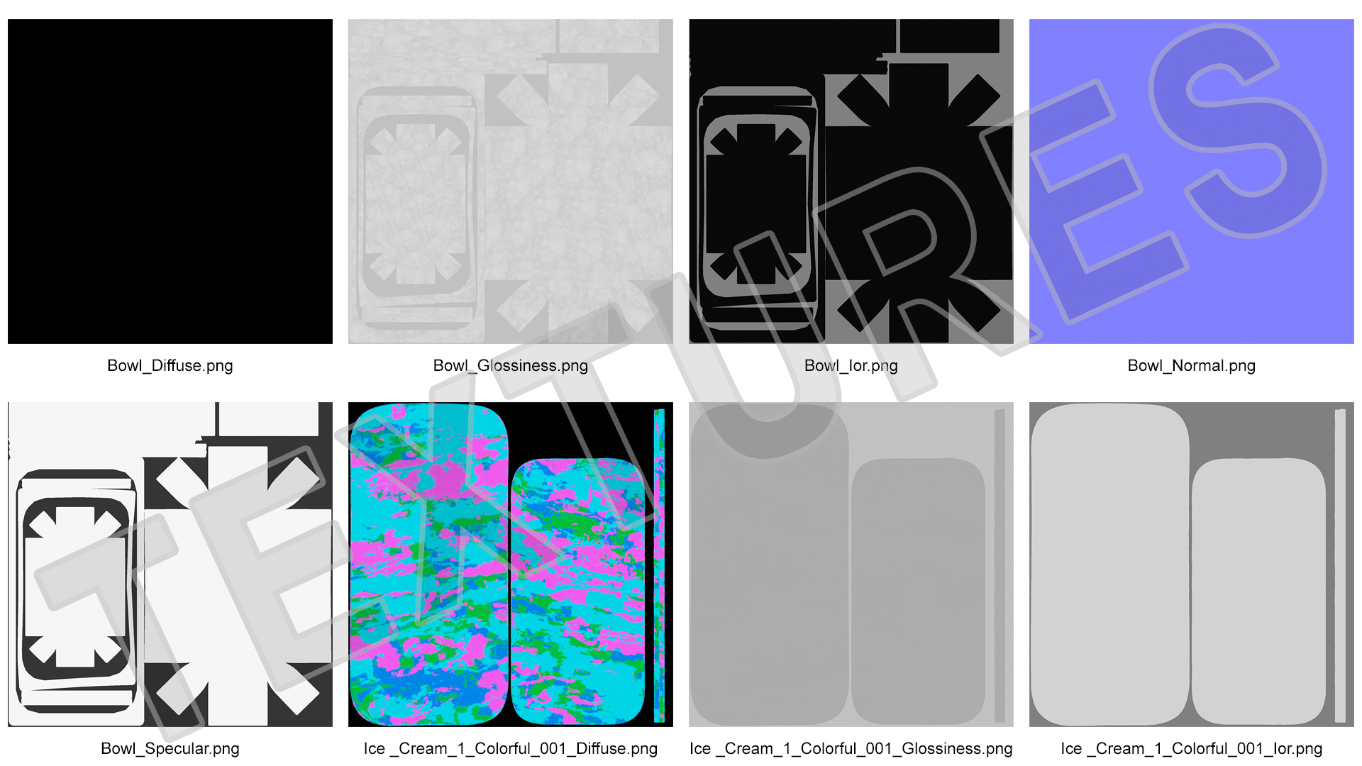 3D Colorful Ice Cream Tray Untouched Surface