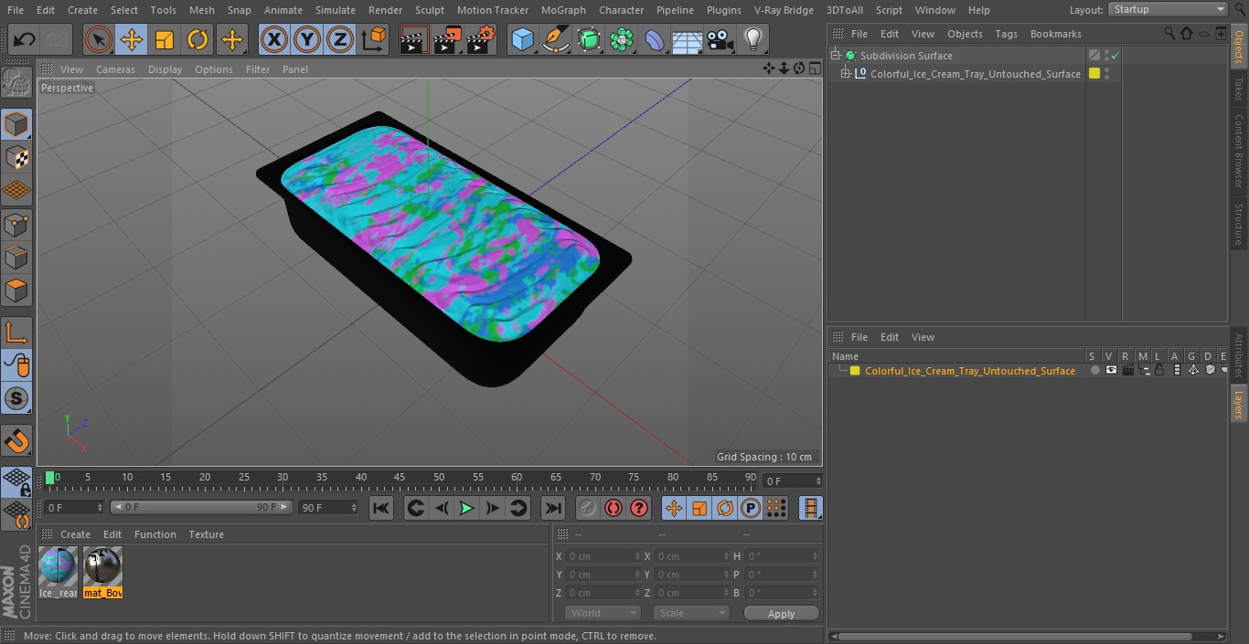 3D Colorful Ice Cream Tray Untouched Surface