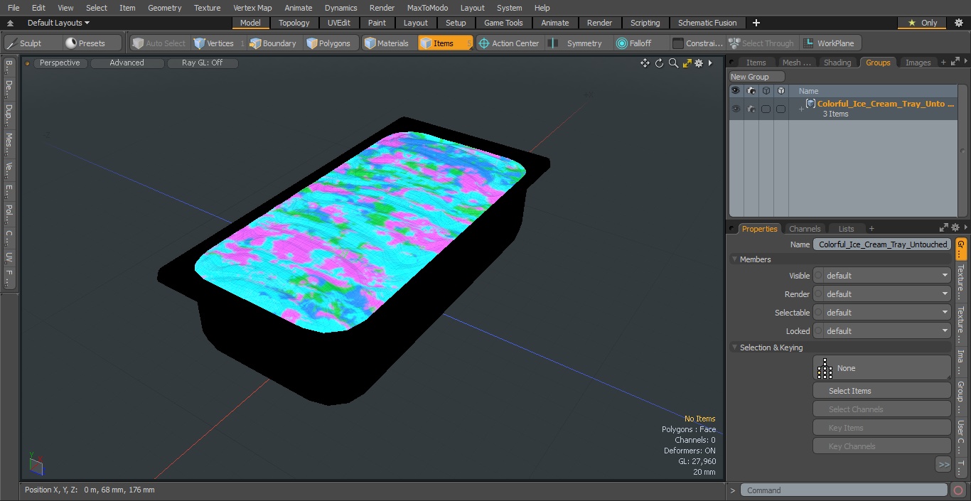 3D Colorful Ice Cream Tray Untouched Surface