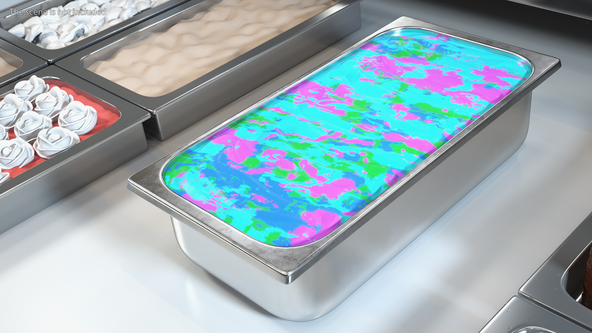 3D Colorful Ice Cream Tray Untouched Surface