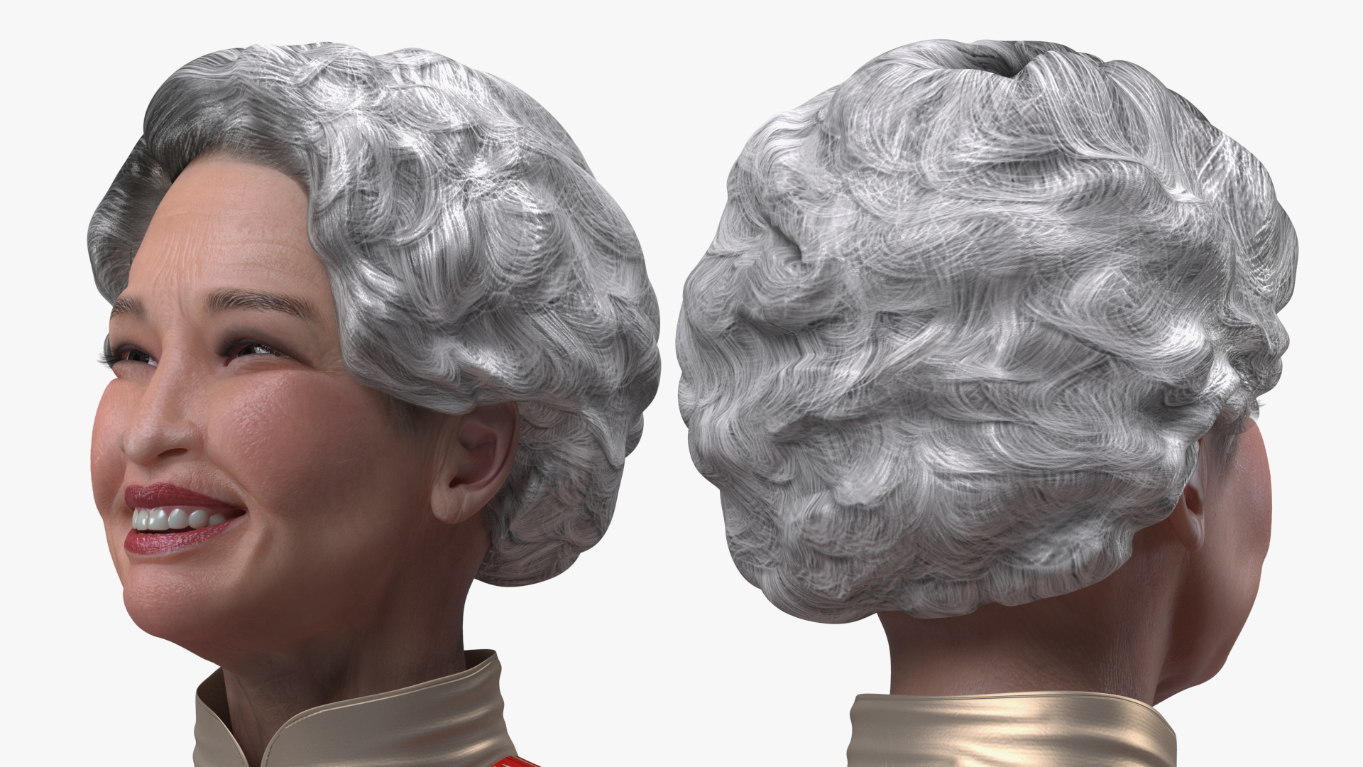 3D model Asian Grandma Traditional Dress Standing