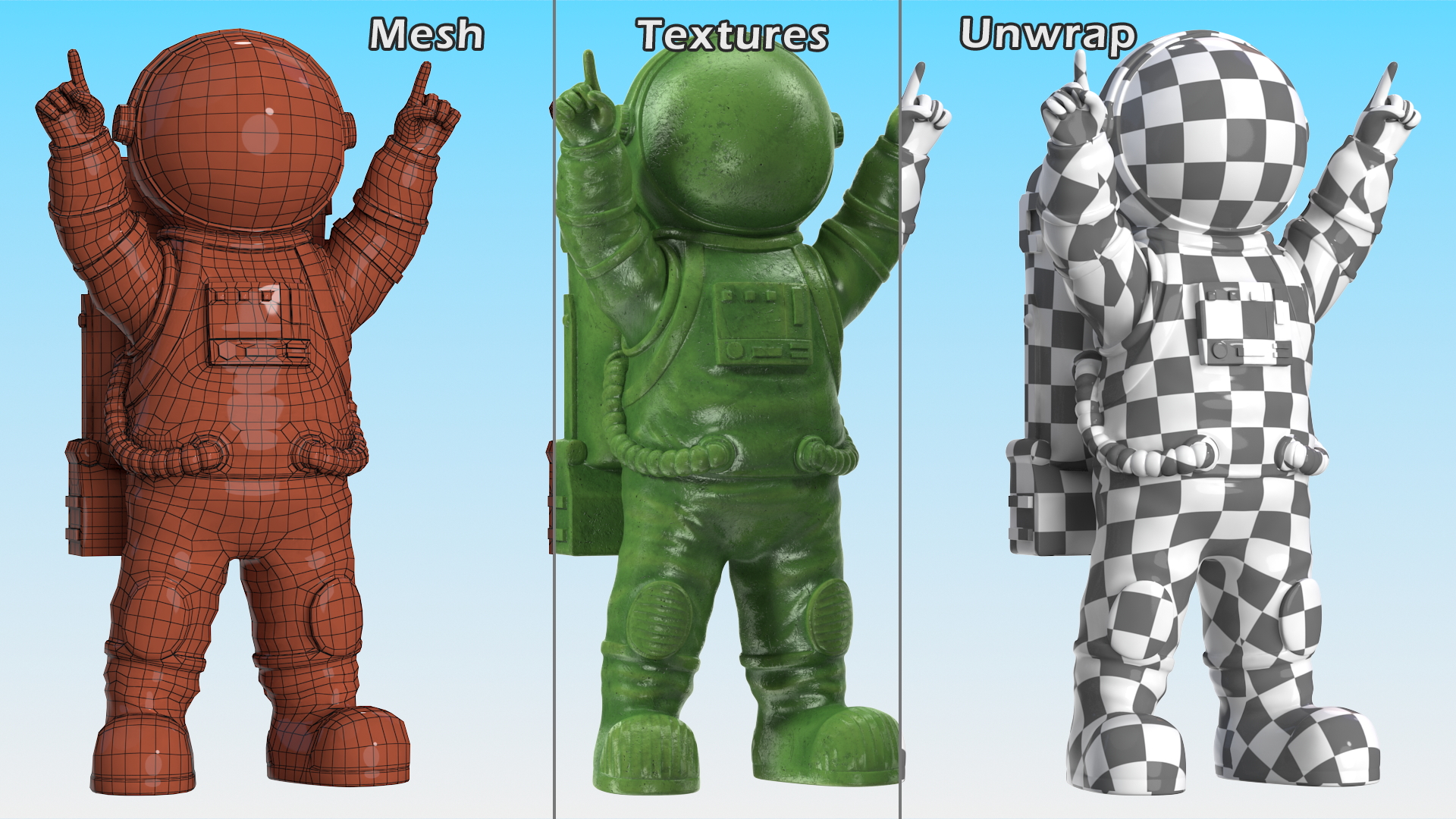 Spaceman Toy Character Green Happy Pose 3D model