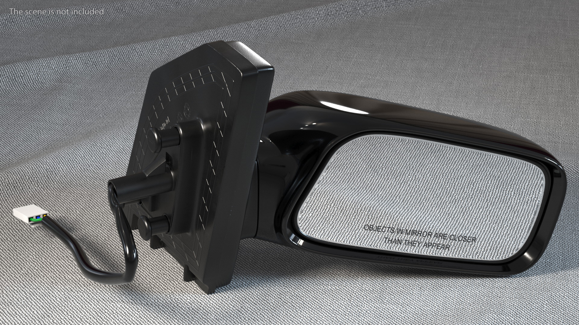 3D Car Passenger Side Mirror Black