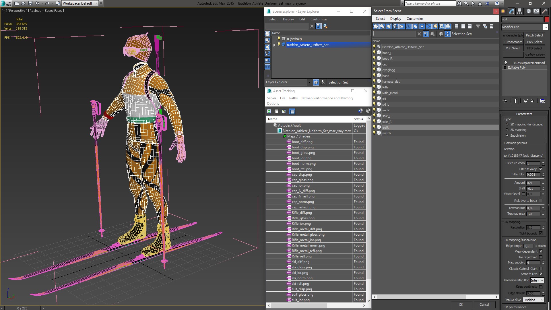 3D Biathlon Athlete Uniform Set model